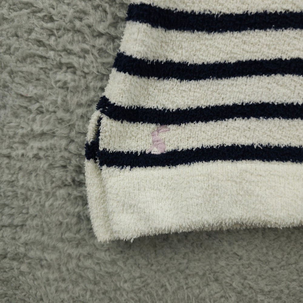 Joules Sweater Womens 12 White Pink Blue Striped Seaham Chenille Fleece Jumper - Picture 13 of 14